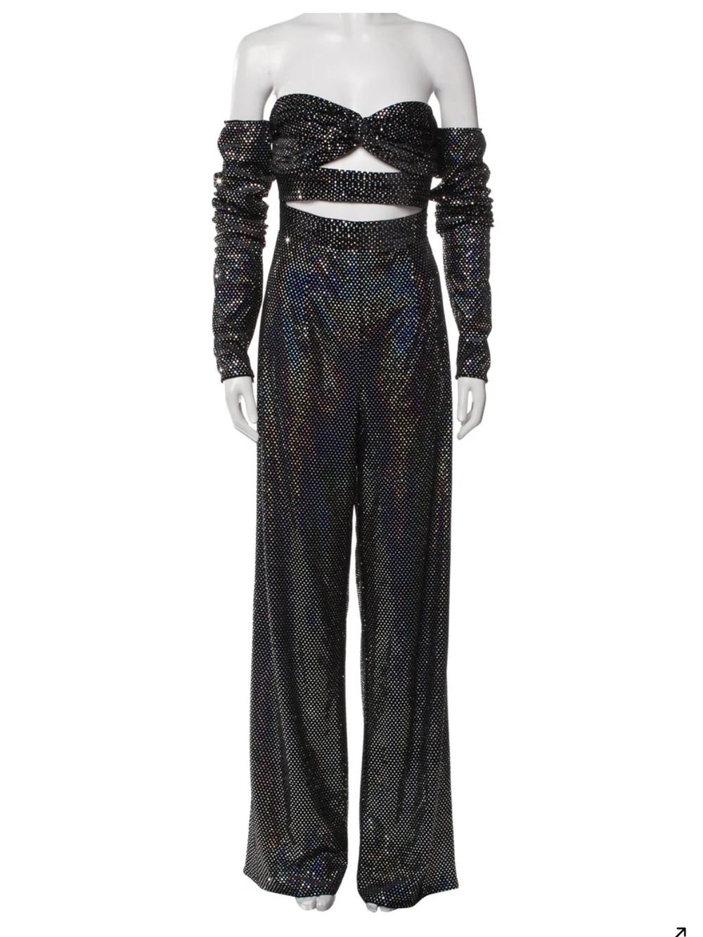 Bronx and Banco Black Holographic Wide-Leg Jumpsuit
